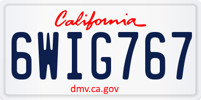 CA license plate 6WIG767
