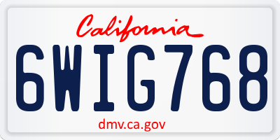 CA license plate 6WIG768