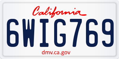 CA license plate 6WIG769