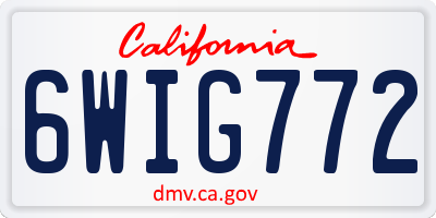CA license plate 6WIG772