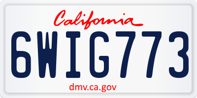 CA license plate 6WIG773