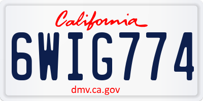 CA license plate 6WIG774