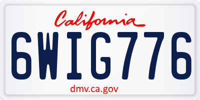 CA license plate 6WIG776