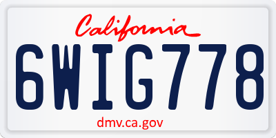 CA license plate 6WIG778