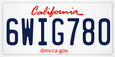 CA license plate 6WIG780