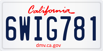 CA license plate 6WIG781