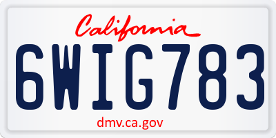 CA license plate 6WIG783