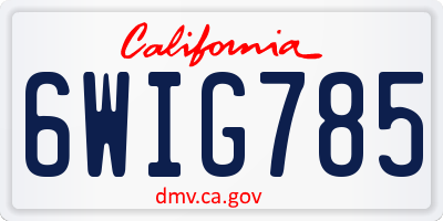 CA license plate 6WIG785