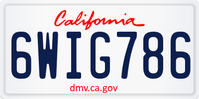 CA license plate 6WIG786