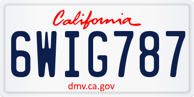 CA license plate 6WIG787