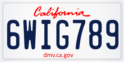 CA license plate 6WIG789