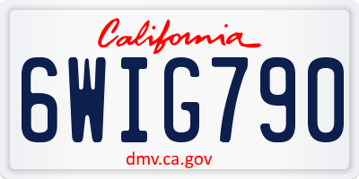CA license plate 6WIG790