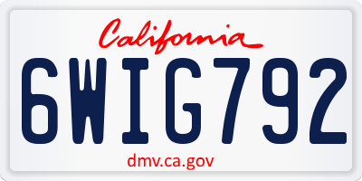 CA license plate 6WIG792