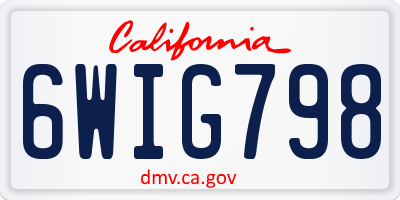 CA license plate 6WIG798