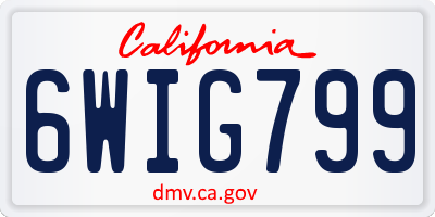 CA license plate 6WIG799