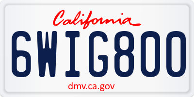 CA license plate 6WIG800