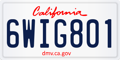 CA license plate 6WIG801