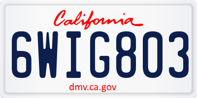 CA license plate 6WIG803