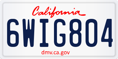 CA license plate 6WIG804