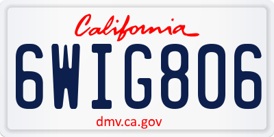 CA license plate 6WIG806