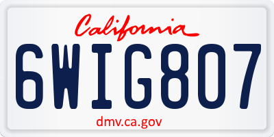 CA license plate 6WIG807