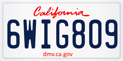CA license plate 6WIG809