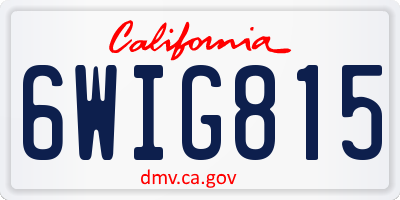 CA license plate 6WIG815