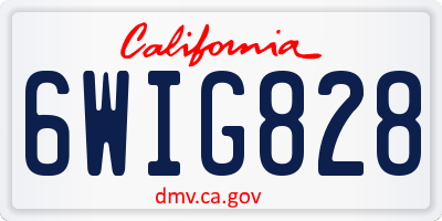 CA license plate 6WIG828