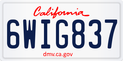 CA license plate 6WIG837