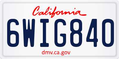 CA license plate 6WIG840