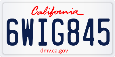 CA license plate 6WIG845