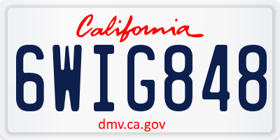 CA license plate 6WIG848