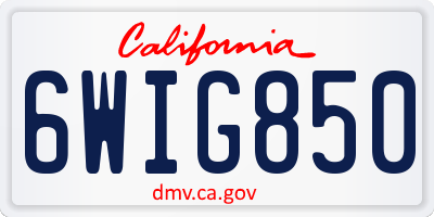 CA license plate 6WIG850