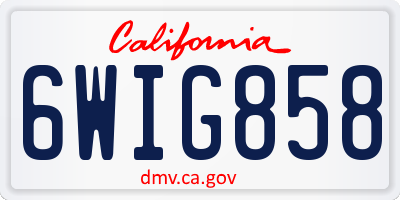 CA license plate 6WIG858