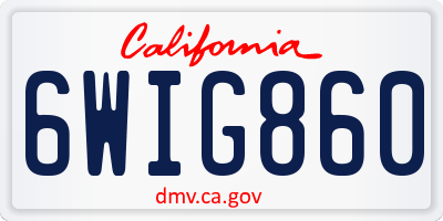 CA license plate 6WIG860