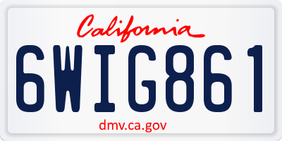 CA license plate 6WIG861