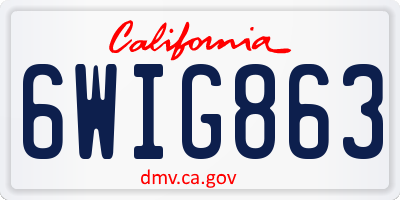 CA license plate 6WIG863