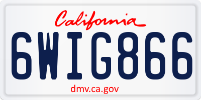CA license plate 6WIG866