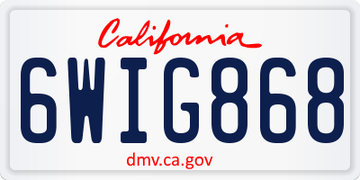 CA license plate 6WIG868