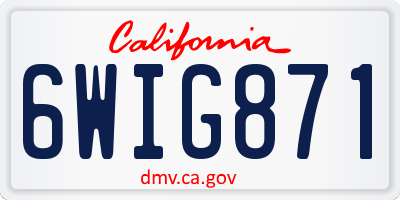 CA license plate 6WIG871