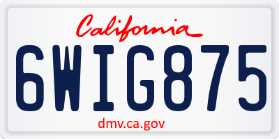 CA license plate 6WIG875