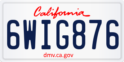 CA license plate 6WIG876