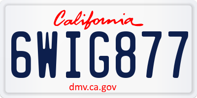 CA license plate 6WIG877