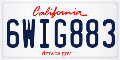 CA license plate 6WIG883