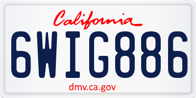 CA license plate 6WIG886