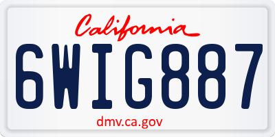 CA license plate 6WIG887