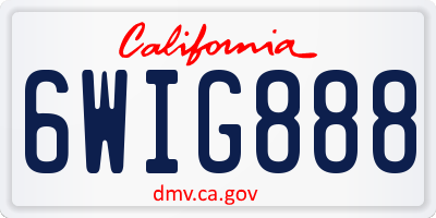 CA license plate 6WIG888