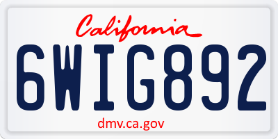 CA license plate 6WIG892