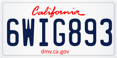 CA license plate 6WIG893