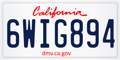 CA license plate 6WIG894